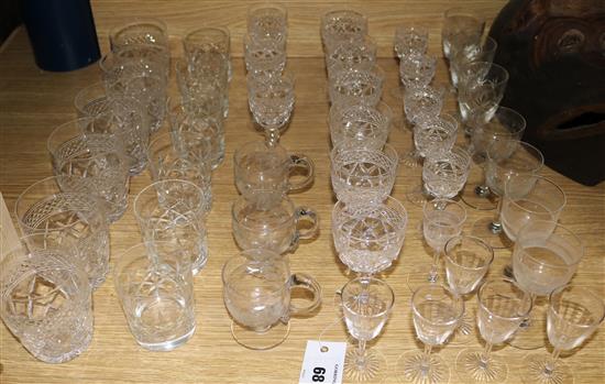 A collection of Stuart art glass wine and drinking glasses